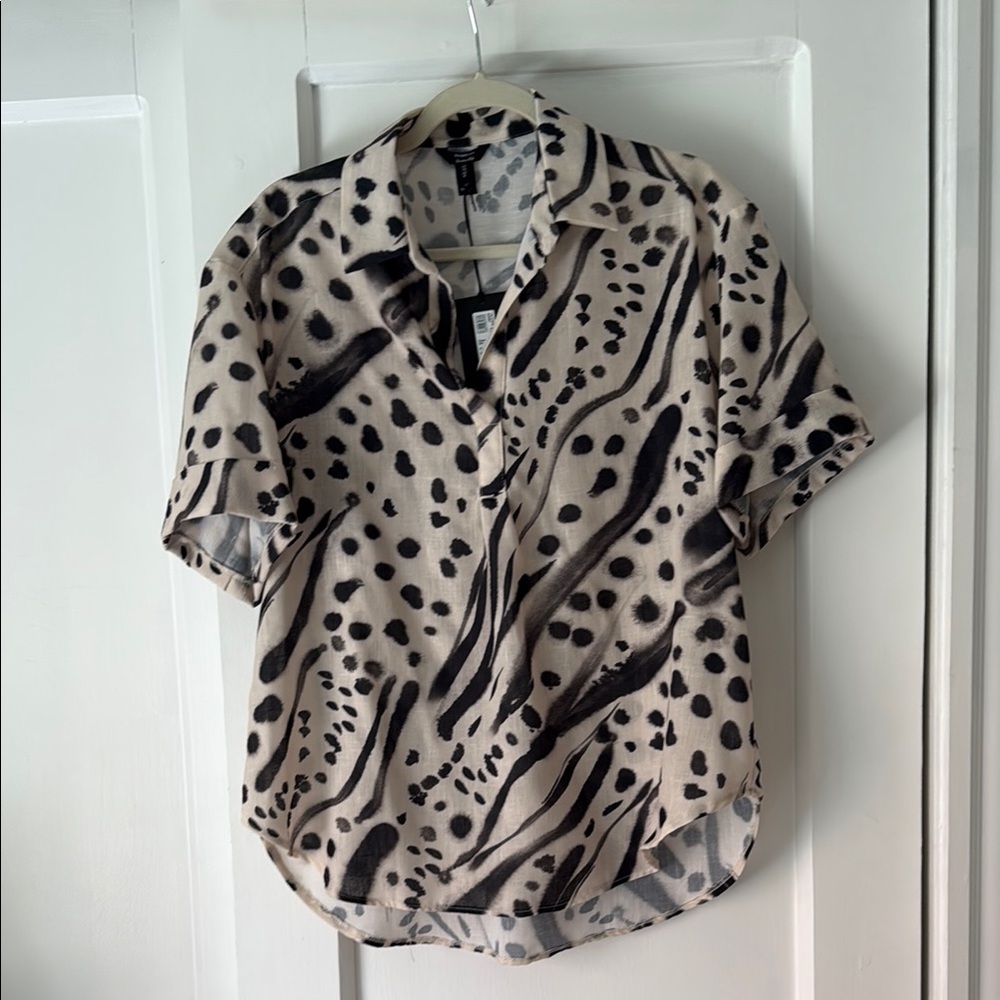 River Island Black and Cream Abstract Blouse